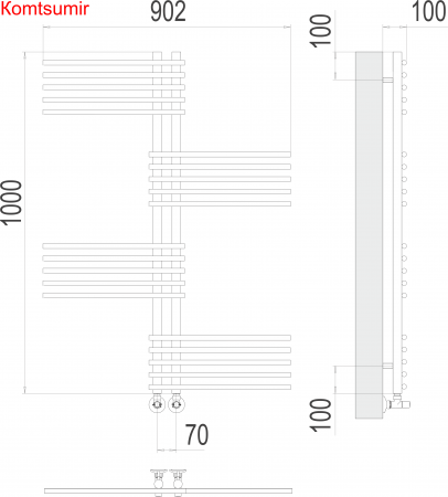Европа П20 70х1000 Полотенцесушитель  TERMINUS