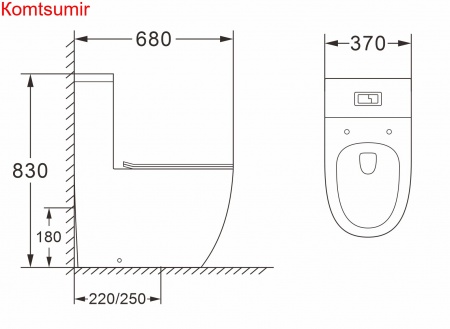 Унитаз-моноблок AZARIO MORANO 680x370х830 напольный безободковый в комплекте с сиденьем дюропласт микролифт, белый (AZ-1001)