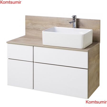 Тумба под раковину AQUATON Мишель 100 подвесная, дуб эндгрейн, белый (1A244101MIX40)