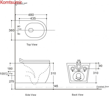 Унитаз подвесной Aquanet Rimless Cetus W Short LX-1900