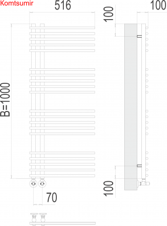 Астра П20 70х1000 Полотенцесушитель  TERMINUS
