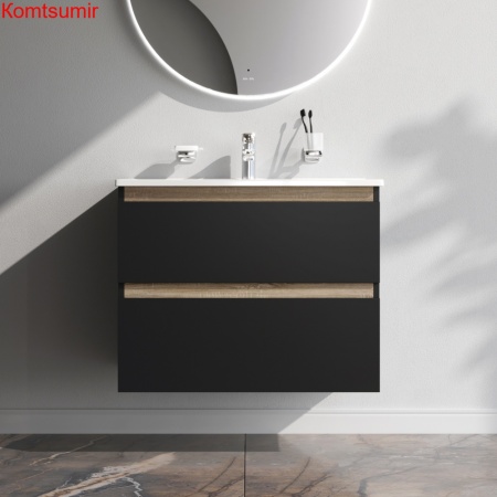 M85AFHX0802BM X-Joy, База под раковину, подвесная, 80 см, 2 ящика, черный матовый