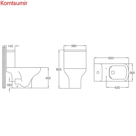 Унитаз напольный Azario Alba 380х620х805 безободковый в комплекте с арматурой GEBERIT, сиденье микролифт (AZ-8323 GB)