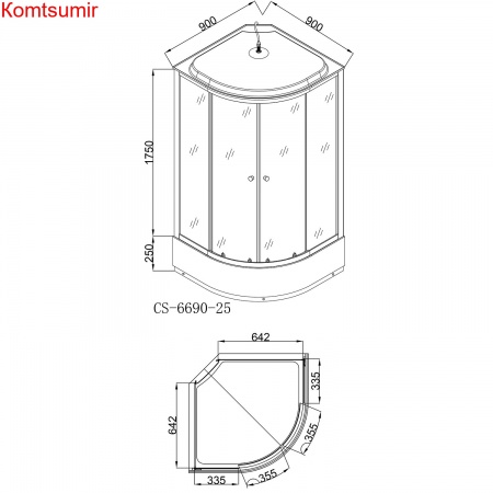 Душевая кабина LORANTO CS-6690-25 G 90х90х215 прозрчное стекло 4мм, поддон 25 см, черная