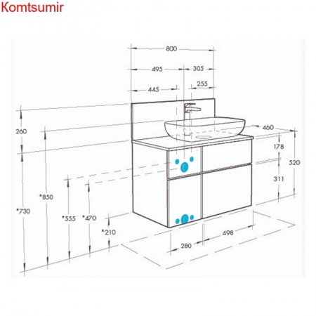Тумба под раковину AQUATON Мишель 80 подвесная, Дуб Эндгрейн/Белый 1A244501MIX40