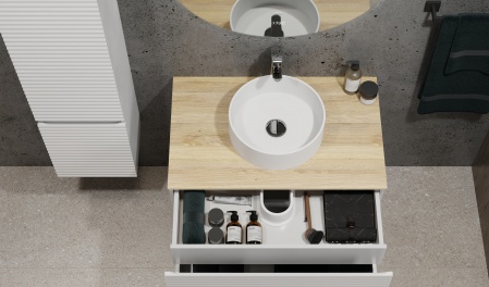 Тумба Cossety 80 подвесная, Белый/Дуб Мавелла голд