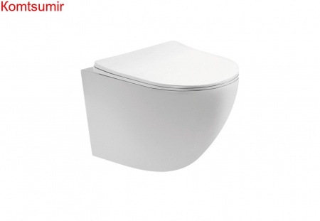 Унитаз подвесной безободковый AQUATEK ЕВРОПА AQ1900-00 490*360*320 мм, горизонтальный выпуск, тонкое сиденье с механизмом плавного закрывания, крепеж