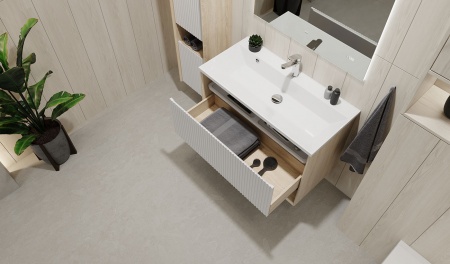 Тумба Tossony 90 подвесная Сонома светлая/Белый