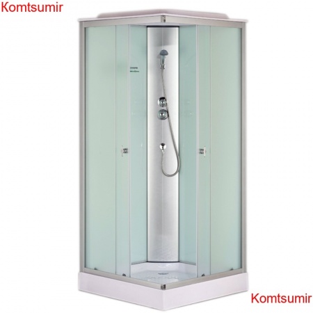 Душевая кабина Loranto CS-6491F(CS-8072) 90х90х215, белая, квадратная, стекло 4мм, поддон 13см