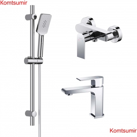 AQ1410CR ЛИРА смеситель для раковины 103, без донного клапана + AQ1460CR ЛИРА смеситель для душа + AQ2018CR ЛИРА душевой гарнитур 3jet 65 см