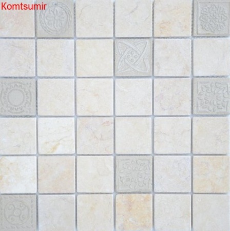 Мозаика Caramelle Mosaic Travertino silver MAT 48x48x8 Мозаика Caramelle Mosaic Travertino silver MAT 48x48x8