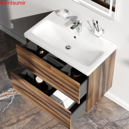 M90FHX0752HF Gem, База под раковину, подвесная, 75 см, 2 ящика, цвет: орех