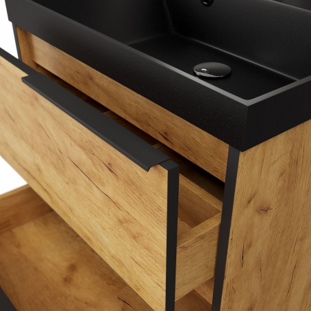 Тумба Fostero 60 подвесная Дуб Крафт золотой с раковиной