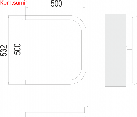 П-обр AISI 32х2 500х500 Полотенцесушитель  TERMINUS П-обр AISI 32х2 500х500 Полотенцесушитель  TERMINUS
