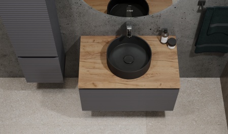 Тумба Cossety 80 подвесная, Антрацит/Дуб Крафт золотой