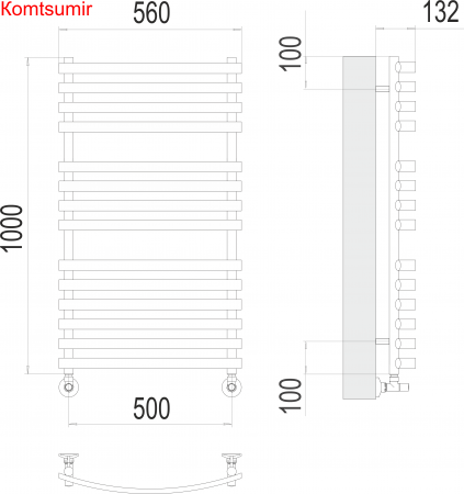 Капри П14 500х1000 Полотенцесушитель  TERMINUS