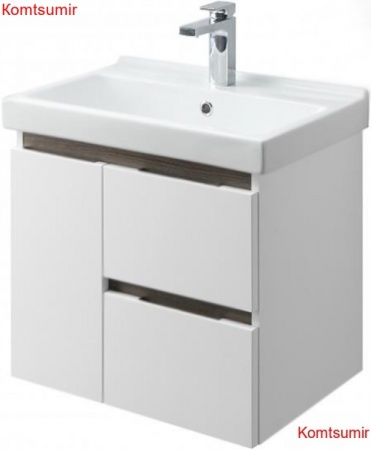 Тумба под раковину AQUATON Рене 60 подвесная Белый/Грецкий орех (1A258501NRC80)