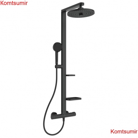 Душевая система Ideal Standard ALU+ с термостатическим картриджем, черный матовый (BD583XG)