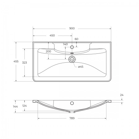 Раковина из литьевого мрамора BelBagno BB900/455-LV-MR-ALR