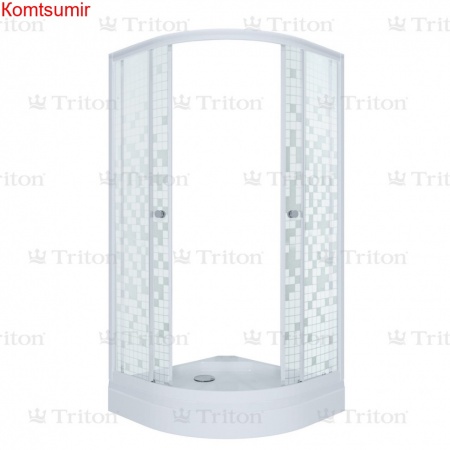 Душевой уголок Triton "Стандарт 90*90 А1" АКВА - МОЗАИКА, полукруг, низ. поддон (3 места+сифон D90мм)