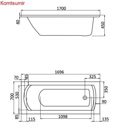Ванна акриловая Santek Монако прямоугольная 170х70, белая