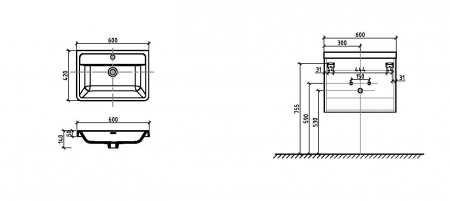 Раковина из искусственного мрамора BelBagno ANCONA-N ENERGIA-N EA-600-LVB