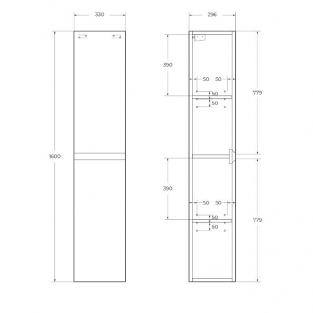 Шкаф подвесной BelBagno KRAFT-1600-2A-SC-CG-L Cemento Grigio