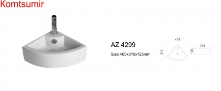 Раковина Trend 43.5*31*12.5 см., угловая, белая (AZ-4299)