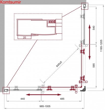 Душевой уголок BelBagno UNO-195-AH-2-120/100-C-NERO