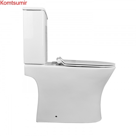 Унитаз-компакт Azario FRETTA ROUND N 340х650х770 напольный, безободковый, c быстросьемным сиденьем микролифт (AZ-1038A)