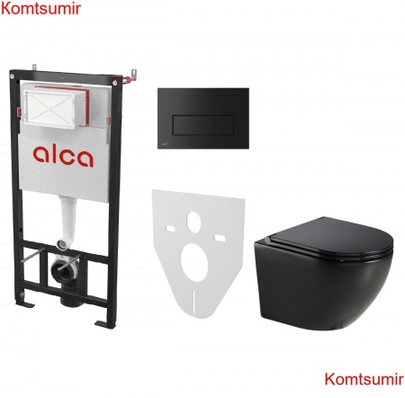 Сет инсталляция Alсa AM101/1120-4:1 RU M578-0001 + унитаз Grado AZ-0046 чёрный матовый с сиденьем ми Сет инсталляция Alсa AM101/1120-4:1 RU M578-0001 + унитаз Grado AZ-0046 чёрный матовый с сиденьем ми