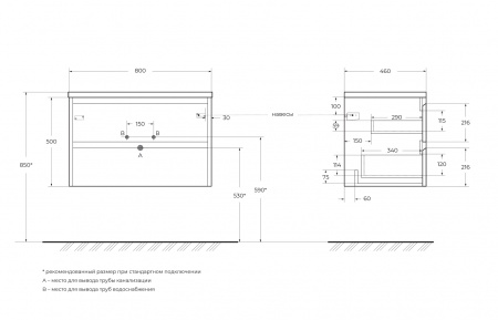 База под раковину подвесная BelBagno KRAFT-800-2C-SO-BO Bianco Opaco База под раковину подвесная BelBagno KRAFT-800-2C-SO-BO Bianco Opaco