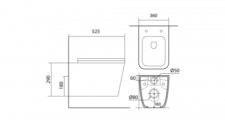 Унитаз подвесной безободковый AQUATEK ЛИБРА NEW AQ0530N-00 525*360*290 мм, горизонтальный выпуск, тонкое сиденье с механизмом плавного закрывания, крепеж Унитаз подвесной безободковый AQUATEK ЛИБРА NEW AQ0530N-00 525*360*290 мм, горизонтальный выпуск, тонкое сиденье с механизмом плавного закрывания, крепеж