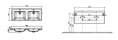Раковина из искусственного мрамора BelBagno ANCONA-N ENERGIA-N EA-1200-2-LVB