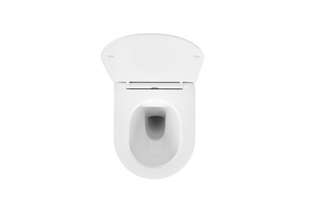 Унитаз подвесной безободковый AQUATEK ЕВРОПА AQ1900-00 490*360*320 мм, горизонтальный выпуск, тонкое сиденье с механизмом плавного закрывания, крепеж