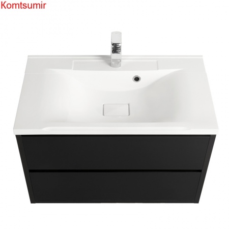 Тумба под раковину AQUATON Римини 80 подвесная, черный глянец (1A226701RN950)