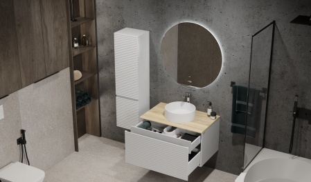 Тумба Cossety 80 подвесная, Белый/Дуб Мавелла голд