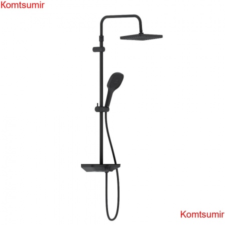 Damixa 940730300 Merkur душевая система с ванно-душевым смесителем-полкой и прогрессивным картриджем, черны