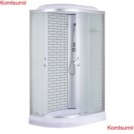 Душевая кабина Loranto SUNWAY 120х80х215 правосторонняя, поддон 13см, белый кирпичный узор, матовое стекло 4мм, профиль хром (CS6612013RFW120)