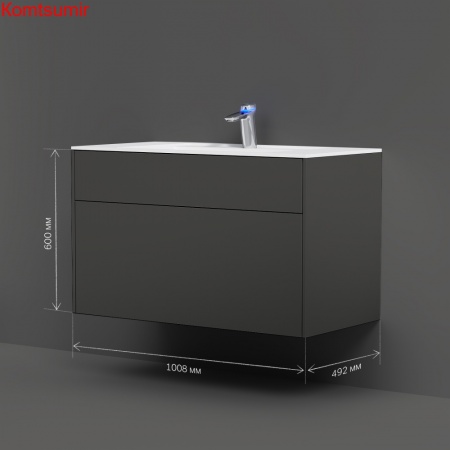 M50AFHX1003GM Inspire V2.0, База под раковину, подвесная, 100 см, 3 ящика, push-to-open, графит мато