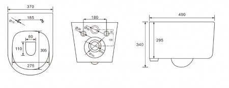 Унитаз-компакт подвесной безободковый AQUATEK МИЯ AQ2004-MB 490*370*340 мм, черный матовый, горизонтальный выпуск, тонкое сиденье с механизмом плавного закрывания, крепеж Унитаз-компакт подвесной безободковый AQUATEK МИЯ AQ2004-MB 490*370*340 мм, черный матовый, горизонтальный выпуск, тонкое сиденье с механизмом плавного закрывания, крепеж