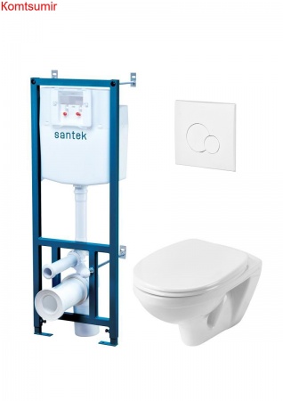 Пэк: Santek "Бореаль" подвесной унитаз с сиденьем SC + инсталляция + белая панель смыва (1.WH30.2.464)