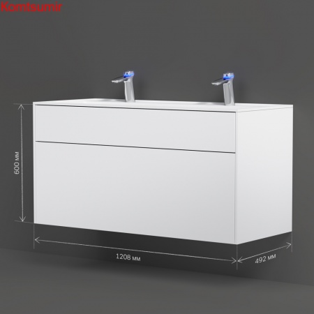 M50AFHX1203WM Inspire V2.0, База под раковину, подвесная, 120 см, 3 ящика, push-to-open, белый матов