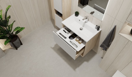 Тумба Tossony 70 подвесная Сонома светлая/Белый