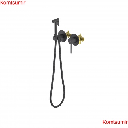 Комплект для гигиенического душа встроенный 2 отв. (смеситель + гигиеническая лейка + шланг) AQUATEK, матовый черный AQ1319MB ЕВРОПА