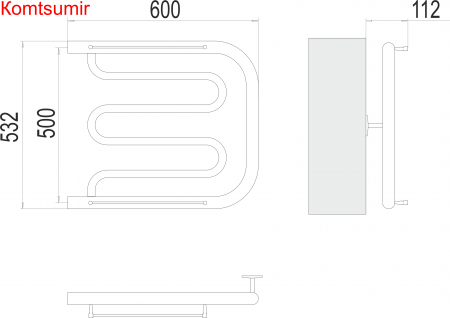 Фокстрот БШ 500х600 Полотенцесушитель   TERMINUS