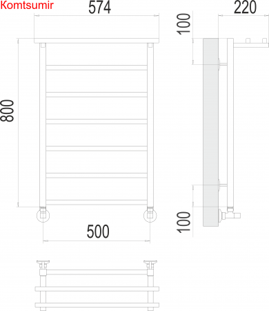 Контур с/п П7 500х800 Полотенцесушитель  TERMINUS Контур с/п П7 500х800 Полотенцесушитель  TERMINUS
