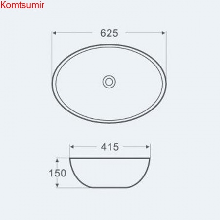 Раковина Azario 625х415х150 накладная, белый (AZ-3077 )