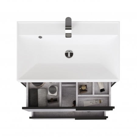 Тумба Fostero 80 подвесная Цемент Светлый с раковиной