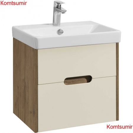 Тумба под раковину AQUATON Оливия 55 подвесная Бежевый/Дуб веллингтон (1A254201OLVG0)